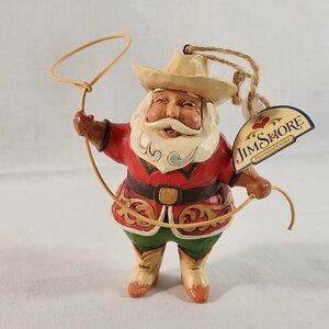 Enesco Jim Shore Heartwood Creek Cowboy Santa Stone Resin 4.5” Hanging Ornament